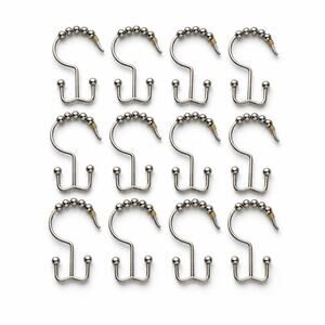 Unbranded Double Glide Roller Set of 12 Shower Curtain Hooks, Double Sided
